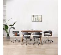 vidaXL 6x Bois Courbé Chaises Pivotantes à Dîner Siège de Salle à Manger Chaise de Repas Siège de Cuisine Salon Maison Intérieur Gris Tissu Gris G