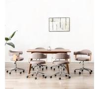 vidaXL 6x Bois Courbé Chaises Pivotantes à Dîner Sièges de Salle à Manger Repas Salon Chambre Bureau Cuisine Intérieur Maison Taupe Tissu Taupe G