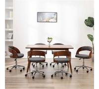 vidaXL 6x Bois Courbé Chaises Pivotantes à Dîner Sièges de Salle à Manger Salon Repas Chambre Bureau Cuisine Intérieur Maison Gris Tissu Gris G