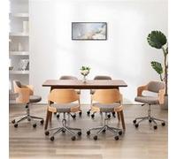 Vidaxl Chaises Pivotantes À Dîner 6 Pcs Taupe Bois Courbé Et Tissu Gris