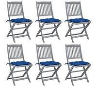 vidaXL 6X Bois d'Acacia Chaises Pliables d'Extérieur avec Coussins Sièges de Salle à Manger de Terrasse Chaises à Dîner de Patio Chaises de Jardin
