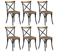 Chaises à dossier croisé lot de 6 noir bois de manguier massif