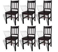 vidaXL 6x Bois de Pin Chaise Salle à Manger Marron Foncé Chaise de Cuisine 271499