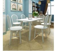 vidaXL 6x Bois d'Hévéa Chaise de Salle à Manger Blanc Chaises à Manger Cuisine 272090