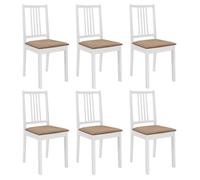 vidaXL 6x Bois Solide Chaises à Dîner avec Coussins Chaises de Salle à Manger Meuble de Cuisine Chaises de Repas Restaurant 276405