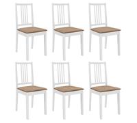vidaXL 6x Bois Solide Chaises à Dîner avec Coussins Chaises de Salle à Manger Meuble de Cuisine Chaises de Repas Restaurant 276405