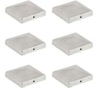 6x Bouchons de Poteau de Clôture Pyramidaux Chapeau de Poteau Capuchon Terrasse Porche Extérieur Galvanisé à Chaud Métal Galvanisé 101x101 mm