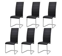 vidaXL Chaise de salle à manger Cantilever 6 pièces Similicuir Noir