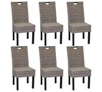 vidaXL Chaises à manger lot de 6 rotin Kubu bois de manguier Brun