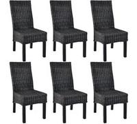 vidaXL Chaises à dîner 6 pcs Noir Rotin Kubu et bois de manguier
