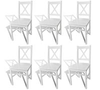 vidaXL 6x Chaise Salle à Manger Bois Blanc Chaise à Manger Chaise de Cuisine 271496