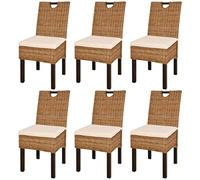 vidaXL Chaises de salle à manger 6 pcs Rotin Kubu Bois de manguier