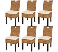 Vidaxl Chaises De Salle À Manger 6 Pcs Rotin Kubu Bois De Manguier Multicolore