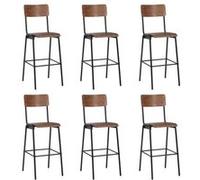 vidaXL 6x Chaises de Bar Tabouret de Pub Tabouret de Comptoir Siège de Bistro Comptoir Salle à Manger Cuisine Contreplaqué Solide et Acier Noir G