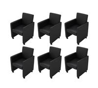 vidaXL 6x Chaises de Salle à Manger Cuir Artificiel Noir Siège Meuble Cuisine 160184