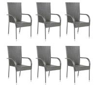 vidaXL Chaises empilables d'extérieur 6 pcs Gris Résine tressée