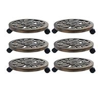 vidaXL 6x Chariots pour Plantes Support Roulant pour Plantes Rouleau à Pot à Plantes Durable Robuste Résistant aux Intempéries Bronze 38 cm Plastique