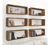 vidaXL Étagères murales cube 815926 - 6 pièces, chêne fumé, 60x15x23 cm, bois