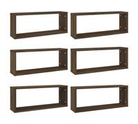 vidaXL 6X Étagères Murales Cube Suspendues Étagères Flottantes Organisateur de Stockage Rangement Intérieur Chêne Marron 60x15x23 cm Bois