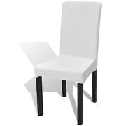 6 housses de chaise dos droit extensibles blanches