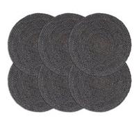 vidaXL Napperons 6 pcs Gris foncé Plain 38 cm Rond Jute Gris