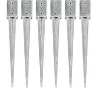 vidaXL 6x Piquets au Sol Installation de Clôture de Jardin Arche Lance au Sol Robuste Durable Travaux Extérieurs 9x9x75 cm Acier Galvanisé G
