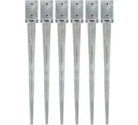 6x Piquets au Sol Installation de Clôture de Jardin Arche Lance au Sol Robuste Durable Travaux Extérieurs Argenté 9x9x90 cm Acier Galvanisé