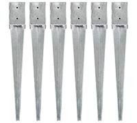 vidaXL Piquets au sol 6 pièces 10x10x76 cm Acier galvanisé Argenté 145420 G
