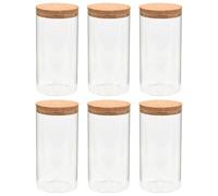 vidaXL 6X Pots de Conservation en Verre et Couvercle en Liège Bocaux de Conservation Bocaux de Stockage Spaghettis Pâtes Riz Aliments Secs 1400 ML