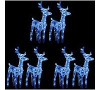 vidaXL Rennes de Noël 6 pcs 240 LED Bleu Acrylique