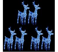 vidaXL Rennes de Noël 6x 240 LED – Bleu acrylique – Décoration jardin extérieur