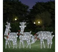 Famille de Rennes Noël 270x7x90 cm Argenté Blanc Froid Maille Ornement vidaXL