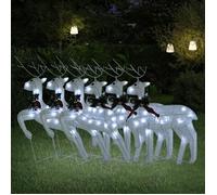 vidaXL 6x Rennes de Noël Décoration de Noël Rennes Illuminés Décoration de Vacances Ornement de Fête Jardin Extérieur Blanc 3154271