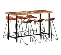 vidaXL 7-delige Barset massief gerecycled hout en echt leer278768 Multicolore G