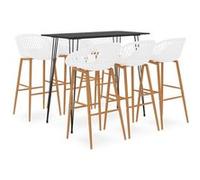 Ensemble de Bar 5 pcs Blanc et Noir Mobilier de Pub Comptoir Bistrot vidaXL