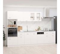 vidaXL Ensemble de cuisine Lyon – 7 pièces, bois d'ingénierie blanc