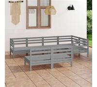 Vidaxl Salon De Jardin 7 Pcs Bois De Pin Massif Gris Gris