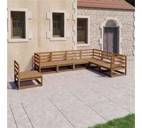Vidaxl Salon De Jardin 7 Pcs Marron Miel Bois De Pin Massif Marron