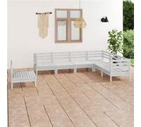 Vidaxl Salon De Jardin 7 Pcs Bois De Pin Massif Blanc Blanc
