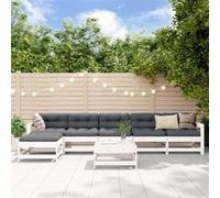 Vidaxl Salon De Jardin 7 Pcs Blanc Bois De Pin Massif
