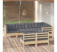 vidaXL 7-delige Loungeset met grijze kussens grenenhout3096441 Gris G