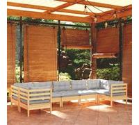 vidaXL 7-delige Loungeset met grijze kussens grenenhout3097306 Gris G