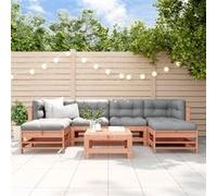 Salon de Jardin avec Coussins 7 pcs, Canapés avec Dossier et Accoudoir, Ensemble de Meubles avec Table Basse Patio Terrasse, Bois Massif Douglas