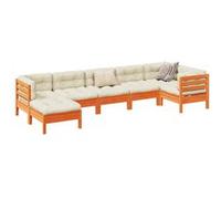 Vidaxl Salon De Jardin 7 Pcs Avec Coussins Cire Marron Bois Pin Massif