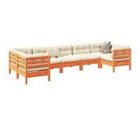 vidaXL 7-delige Loungeset met kussens massief grenenhout wasbruin3299622 G