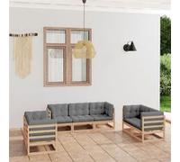 vidaXL 7-delige Loungeset met kussens massief grenenhout3076499 Bois G