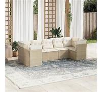 vidaXL 7-delige Loungeset met kussens poly rattan beige3249957 Beige G