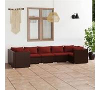 7-delige Loungeset met kussens poly rattan bruin3101955