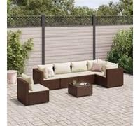 Vidaxl Salon De Jardin Avec Coussins 7 Pcs Marron Résine Tressée