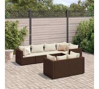 7-delige Loungeset met kussens poly rattan bruin3308185